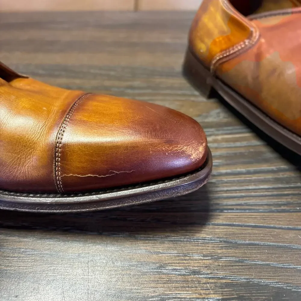 MAGNANNI Lennon Single Monk Strap Dress Shoes 8.5 Brown Leather 21447 Spain